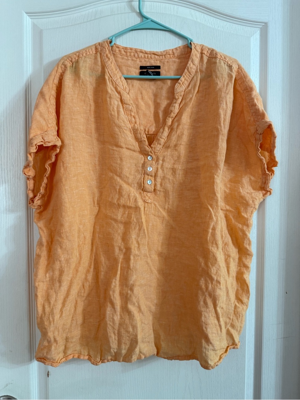 Jones & Co 100% Linen Womens Orange Blouse Sz 2X. AG-72